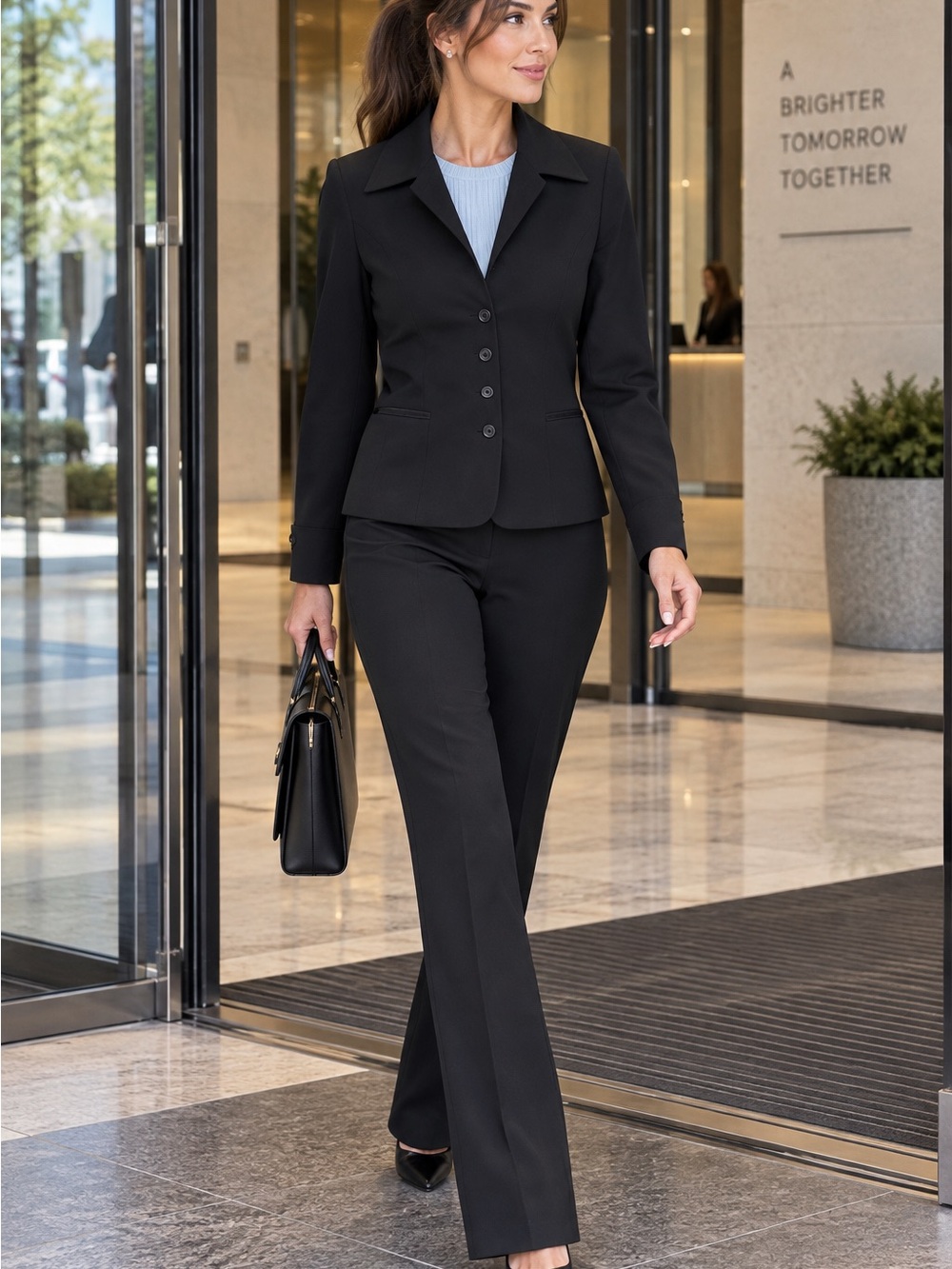 VERTIGO Black Pant Suit: Classic Office Attire